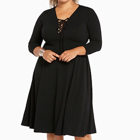 torrid Dresses & Skirts - Torrid Black Lace Up Midi Dress 1 14 16 New